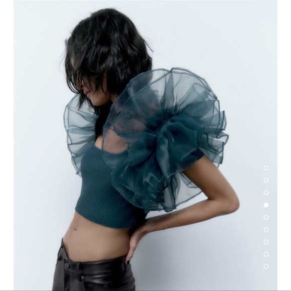 Zara Contrasting Organza Top - Picture 4 of 9